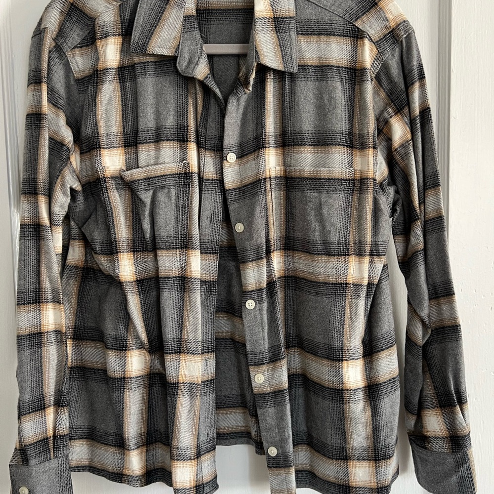 Old Navy Black and Tan Plaid Casual Shirt